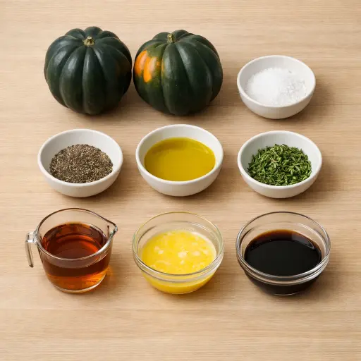 Ingredients for Savory Herbed Acorn Squash with Maple Glaze