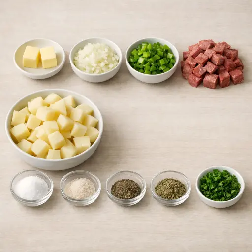 Ingredients for Savory Homestyle Corned Beef Hash