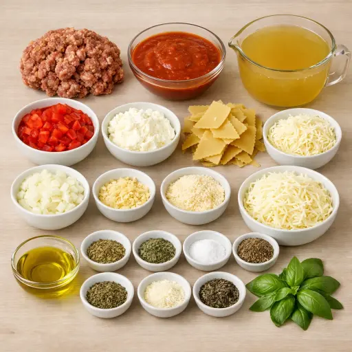 Ingredients for Savory Italian Lasagna Soup