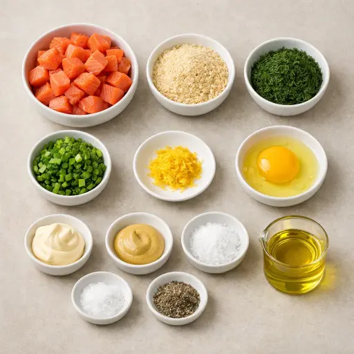 Ingredients for Savory Lemon-Dill Salmon Patties