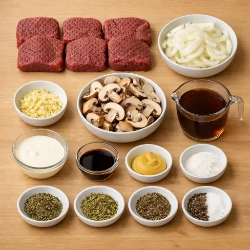 Ingredients for Savory Mushroom & Herb Cube Steak