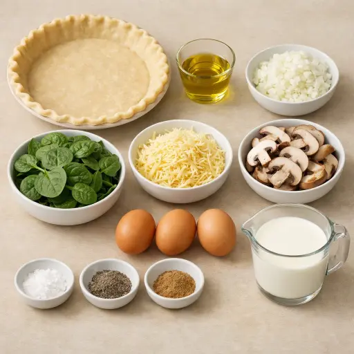 Ingredients for Savory Mushroom & Spinach Quiche