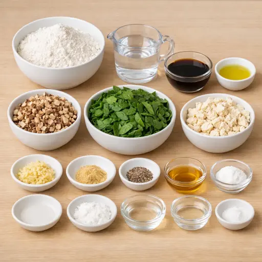 Ingredients for Savory Mushroom and Spinach Dumplings