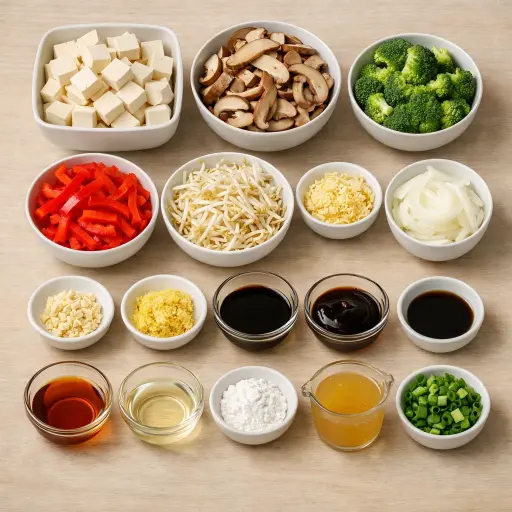 Ingredients for Savory Mushroom and Tofu Chop Suey