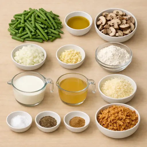 Ingredients for Savory Mushroom Green Bean Casserole