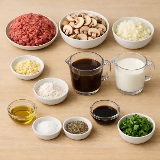 Ingredients for Savory Mushroom Hamburger Gravy