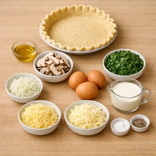 Ingredients for Savory Mushroom Spinach Quiche