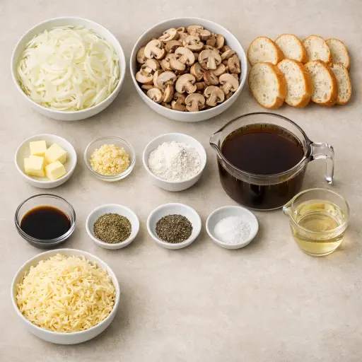 Ingredients for Savory Onion and Mushroom Soup