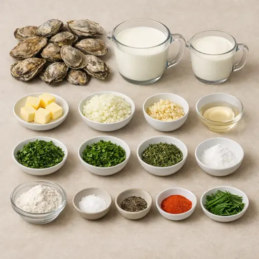 Ingredients for Savory Oyster and Herb Stew