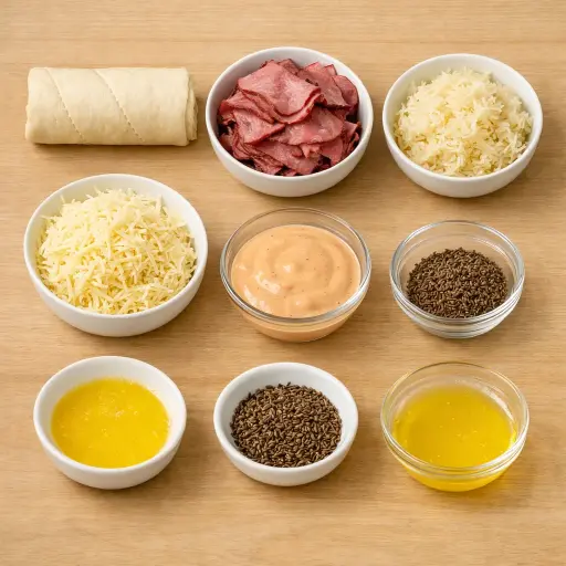 Ingredients for Savory Pastrami Crescent Roll Bake