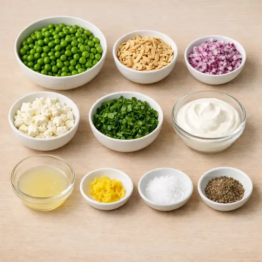Ingredients for Savory Pea and Almond Salad