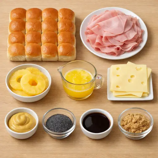 Ingredients for Savory Pineapple Ham Sliders
