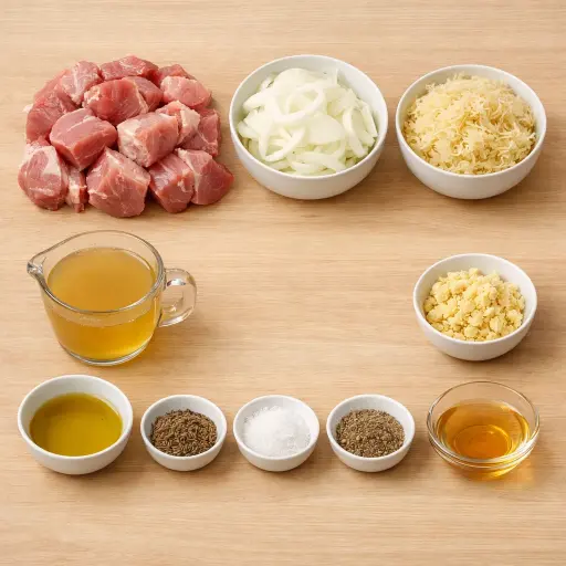 Ingredients for Savory Pork and Sauerkraut Bake