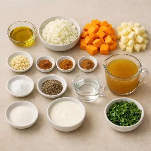 Ingredients for Savory Pumpkin and Apple Soup