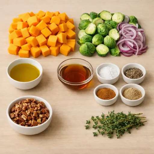 Ingredients for Savory Roasted Autumn Veggies with Maple Glaze