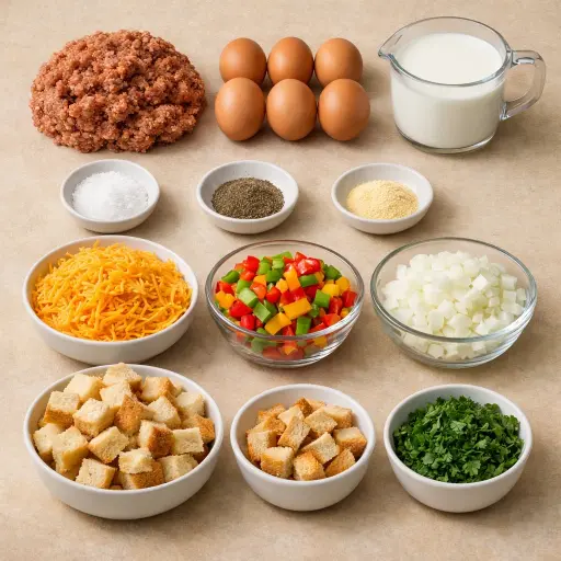 Ingredients for Savory Sausage and Veggie Breakfast Casserole