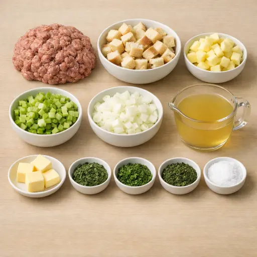 Ingredients for Savory Sausage Apple Herb Stuffing
