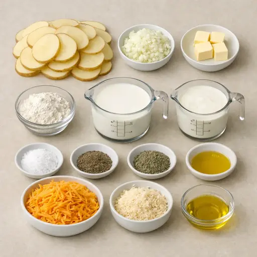 Ingredients for Savory Scalloped Potatoes with Sage