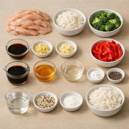 Ingredients for Savory Sesame Ginger Chicken Stir Fry