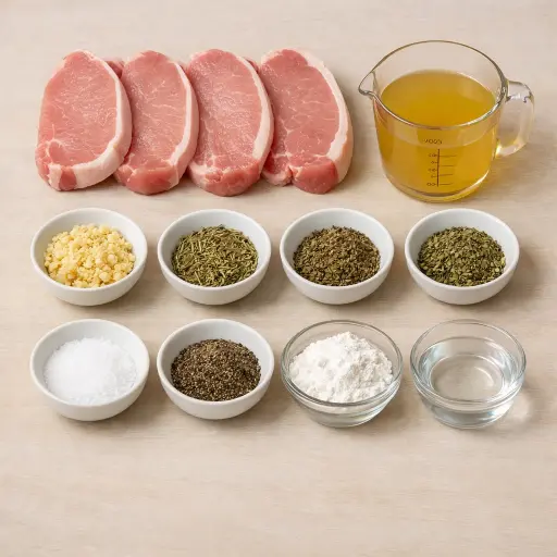Ingredients for Savory Slow Cooker Garlic Herb Pork Chops