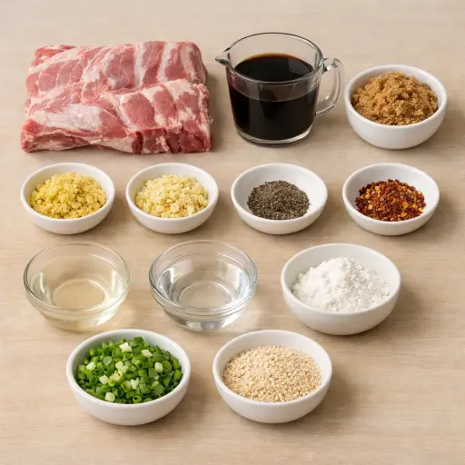 Ingredients for Savory Slow Cooker Ginger-Glazed Ribs