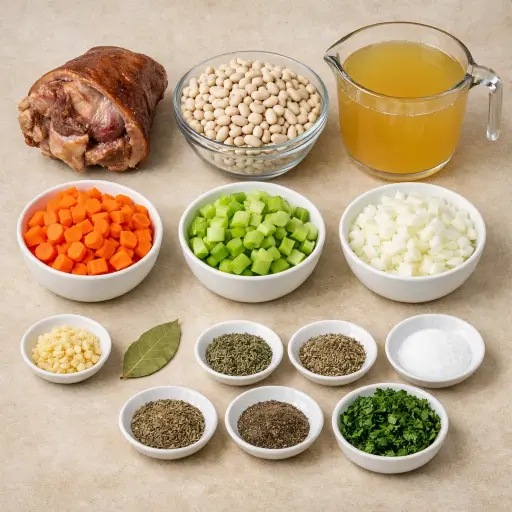 Ingredients for Savory Slow Cooker Ham and Bean Delight
