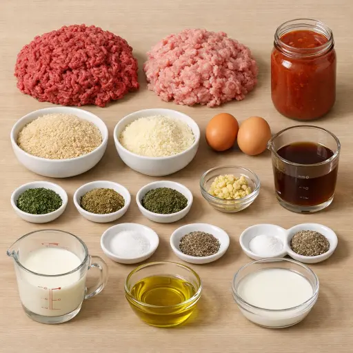 Ingredients for Savory Slow Cooker Herbed Meatballs