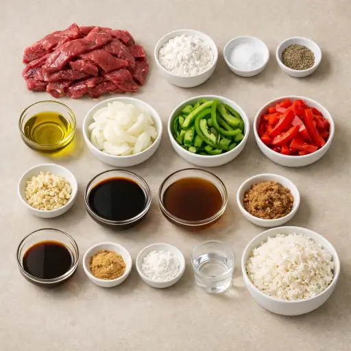 Ingredients for Savory Slow Cooker Pepper Steak Deluxe