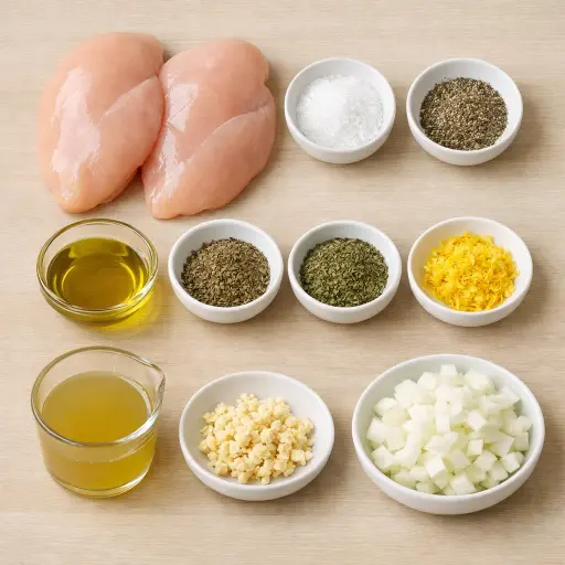 Ingredients for Savory Slow Cooker Shredded Chicken with Herbs