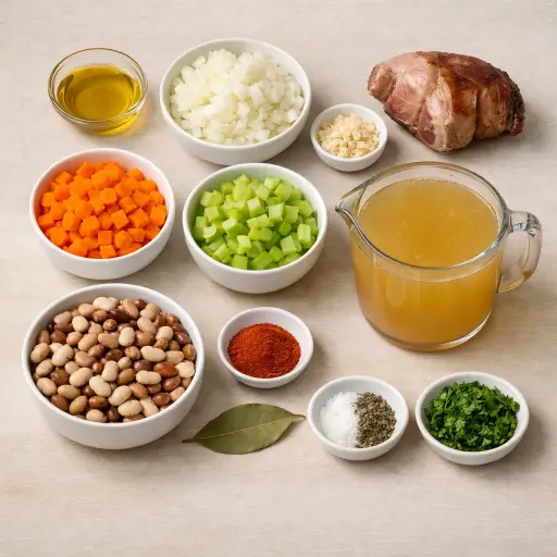 Ingredients for Savory Smoked Ham and Heirloom Bean Soup