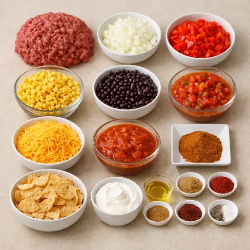 Ingredients for Savory Southwest Hamburger Casserole