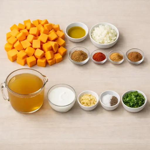 Ingredients for Savory Spiced Butternut Squash Soup