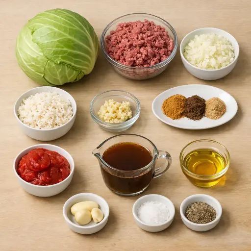 Ingredients for Savory Spiced Cabbage Rolls