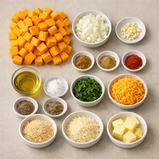 Ingredients for Savory Spiced Squash Casserole