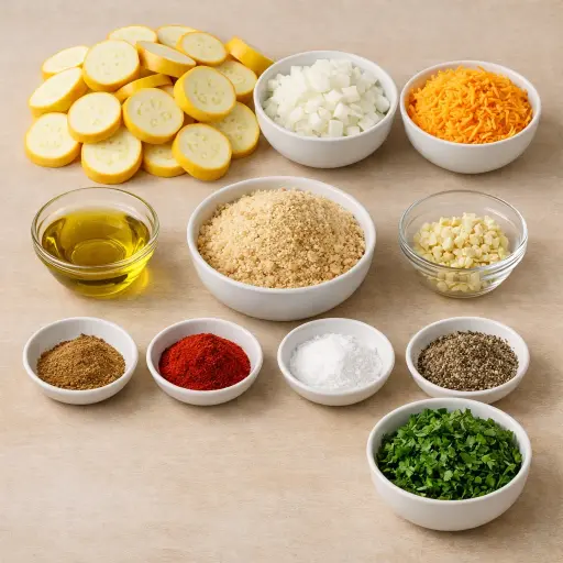 Ingredients for Savory Spiced Yellow Squash Casserole