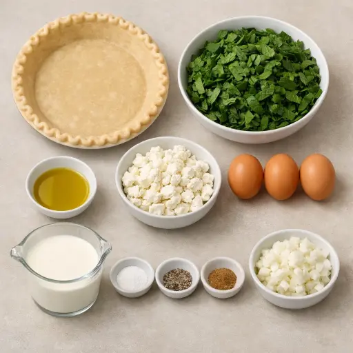 Ingredients for Savory Spinach & Feta Quiche