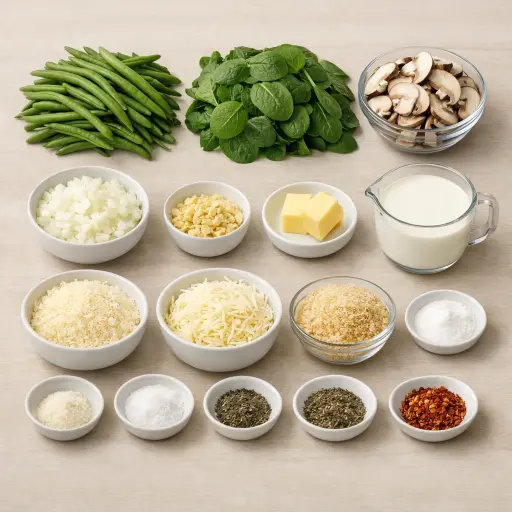 Ingredients for Savory Spinach & Green Bean Casserole