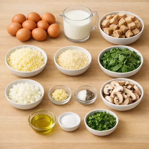Ingredients for Savory Spinach & Mushroom Breakfast Casserole