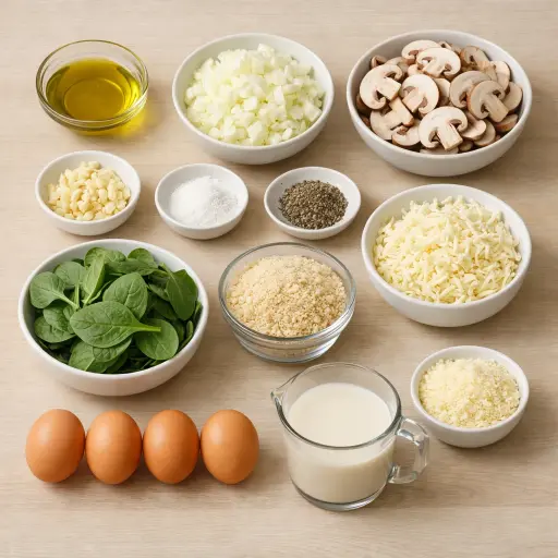 Ingredients for Savory Spinach & Mushroom Gluten-Free Casserole