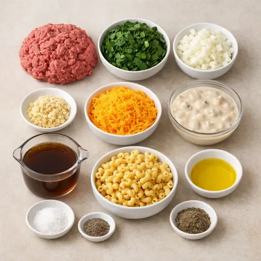 Ingredients for Savory Spinach and Beef Casserole