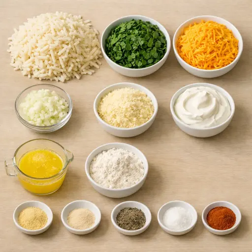 Ingredients for Savory Spinach and Cheese Hash Brown Casserole