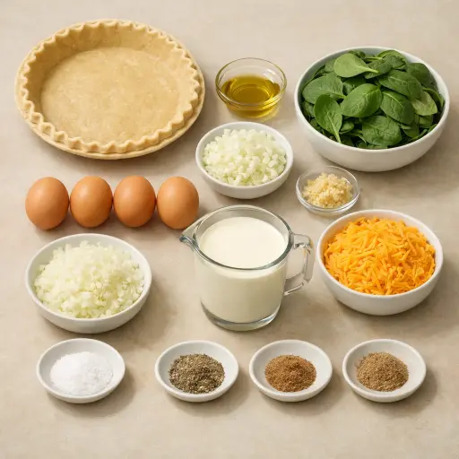 Ingredients for Savory Spinach and Cheese Quiche
