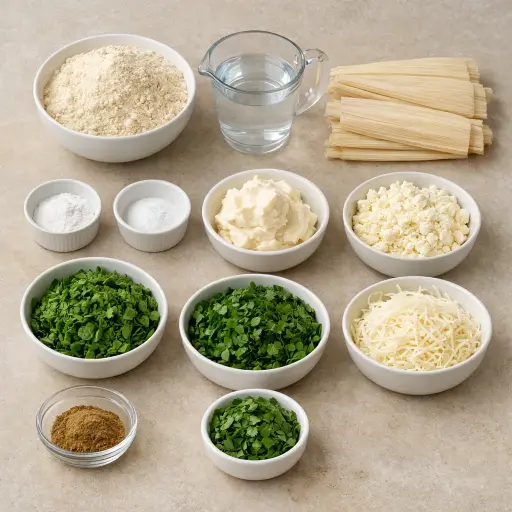 Ingredients for Savory Spinach and Cheese Tamales