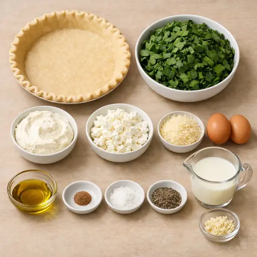 Ingredients for Savory Spinach and Cheese Tart