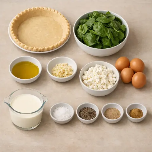 Ingredients for Savory Spinach and Feta Quiche