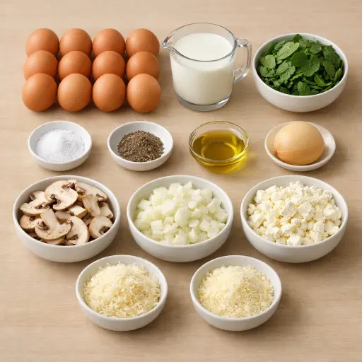 Ingredients for Savory Spinach and Mushroom Egg Casserole