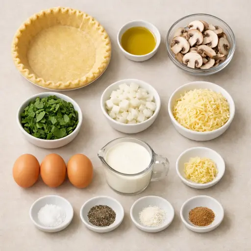 Ingredients for Savory Spinach and Mushroom Quiche
