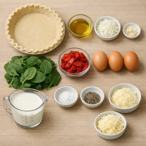 Ingredients for Savory Spinach and Roasted Pepper Quiche