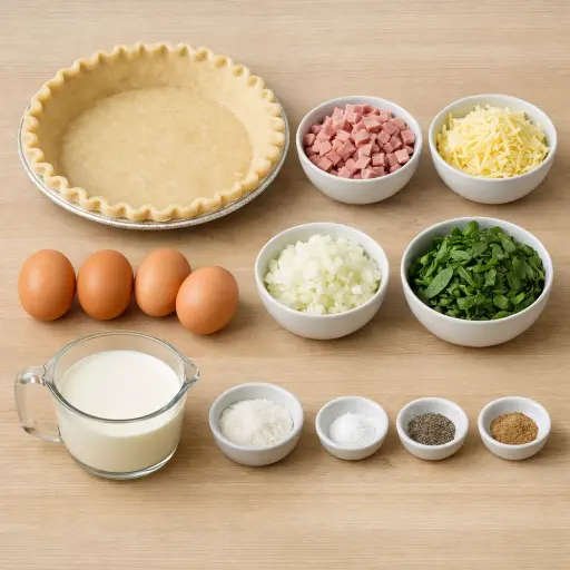 Ingredients for Savory Spinach Ham and Swiss Quiche