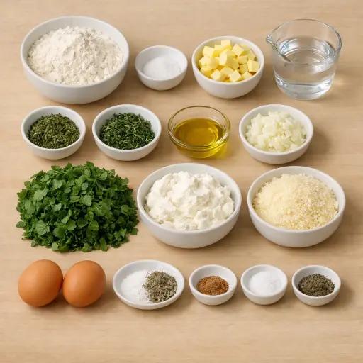 Ingredients for Savory Spinach Tart with Herb Crust